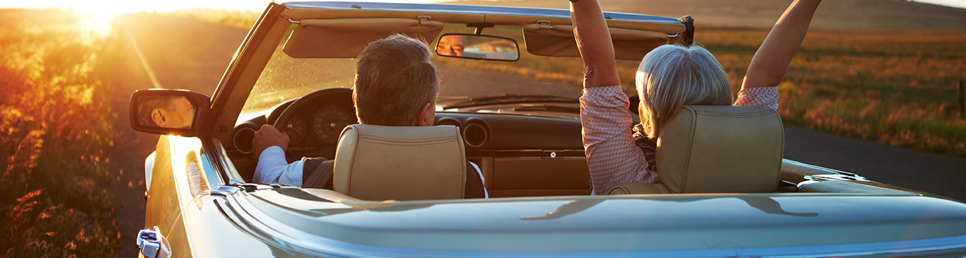 Couple driving in car