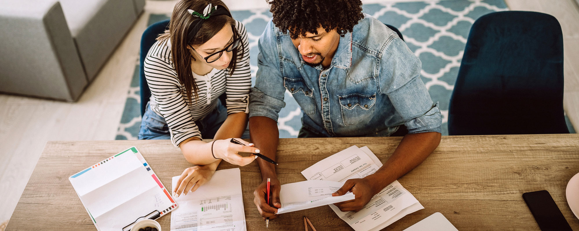 Couple planning their budget