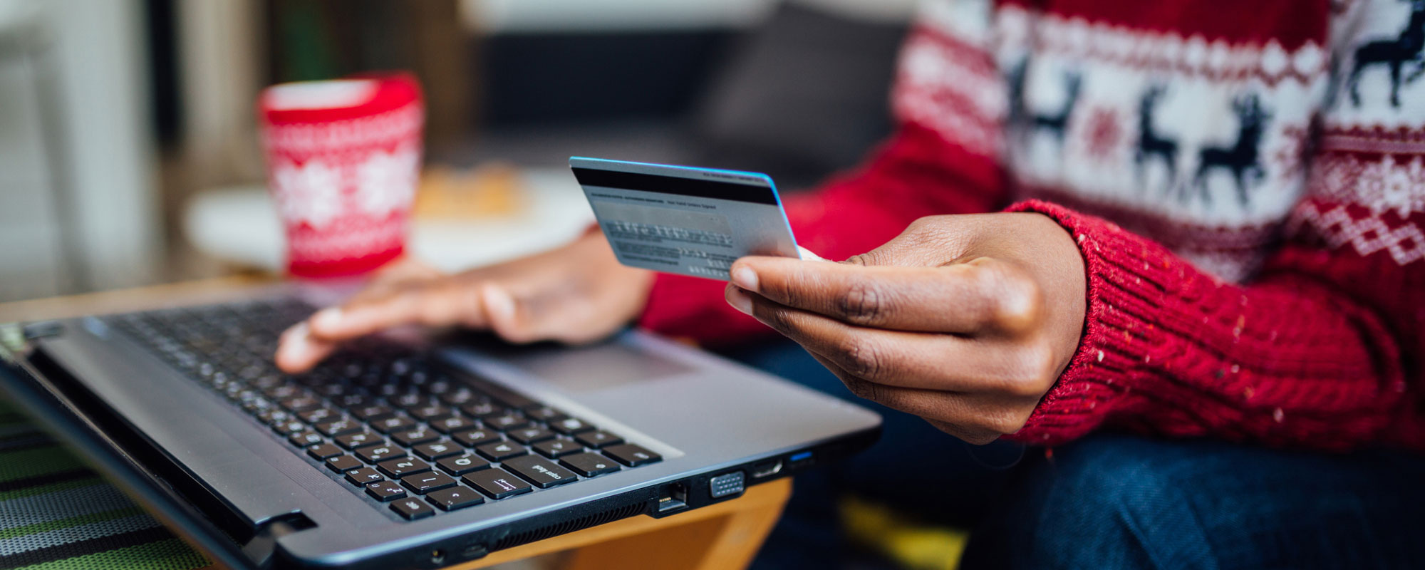 Close up of an unrecognizable African American woman shopping online