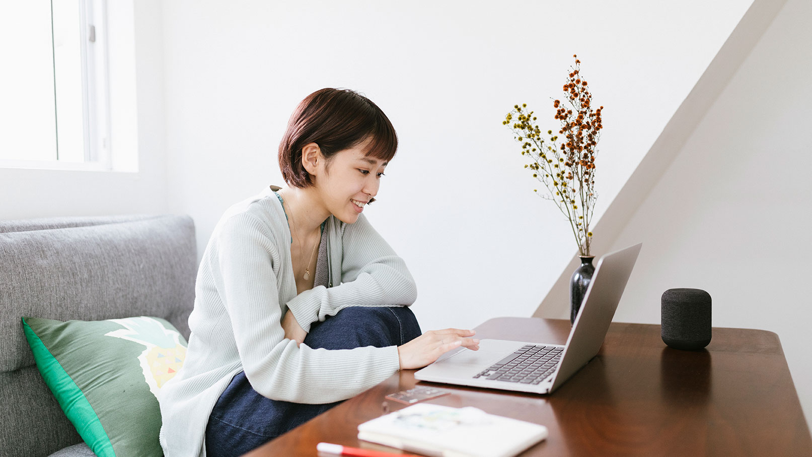 woman viewing electronic bank statement