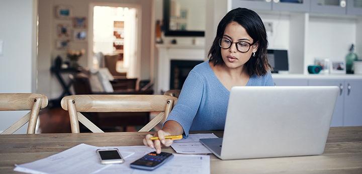 Woman doing her taxes
