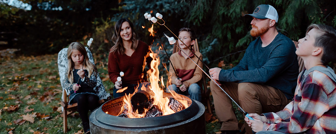 Family making smores
