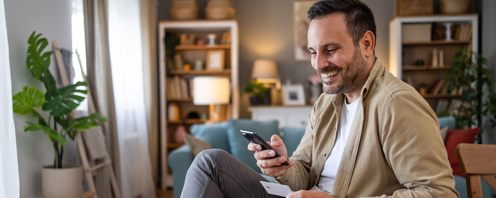 Man doing banking at home