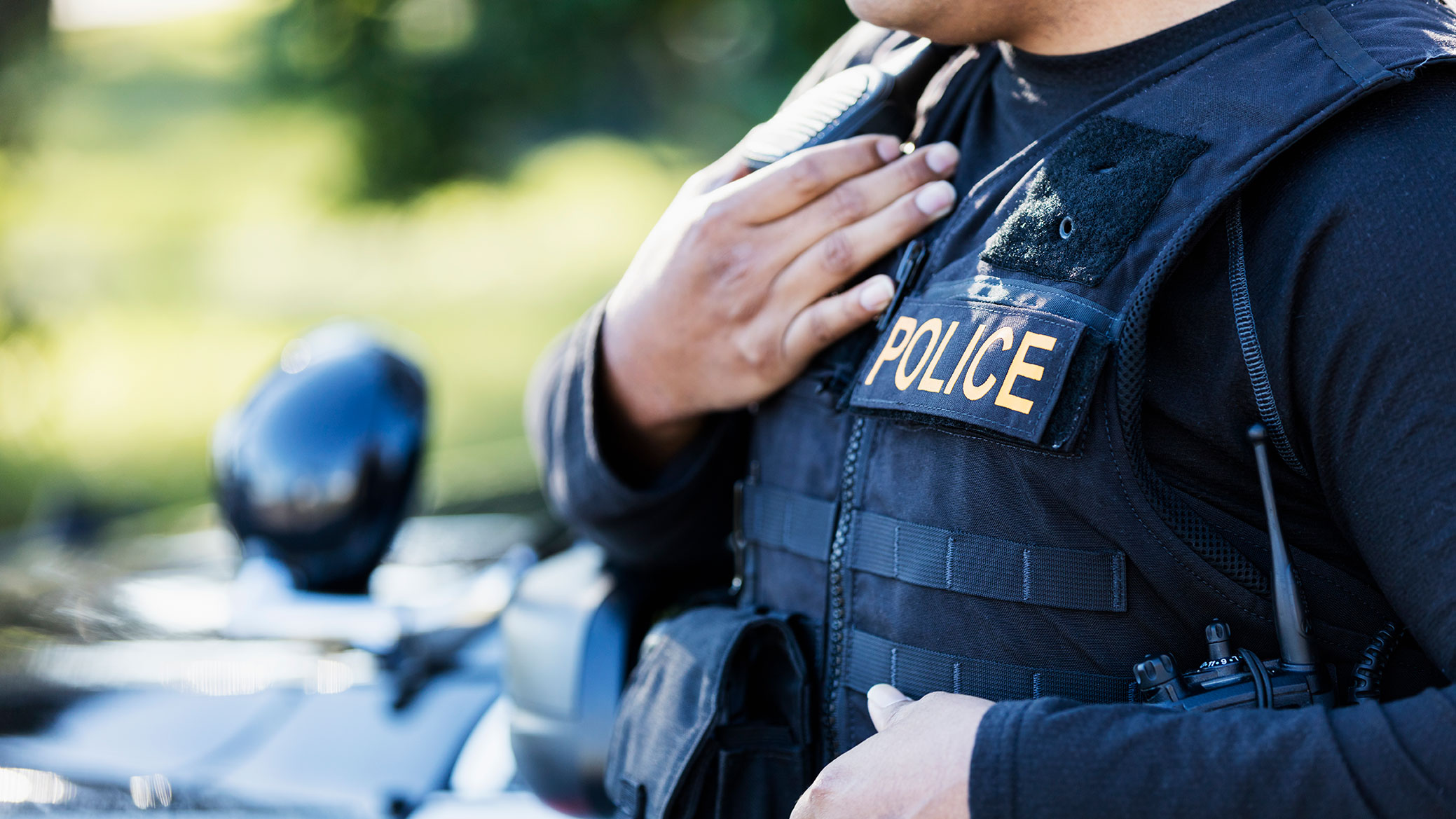 Police officer walkie talkie