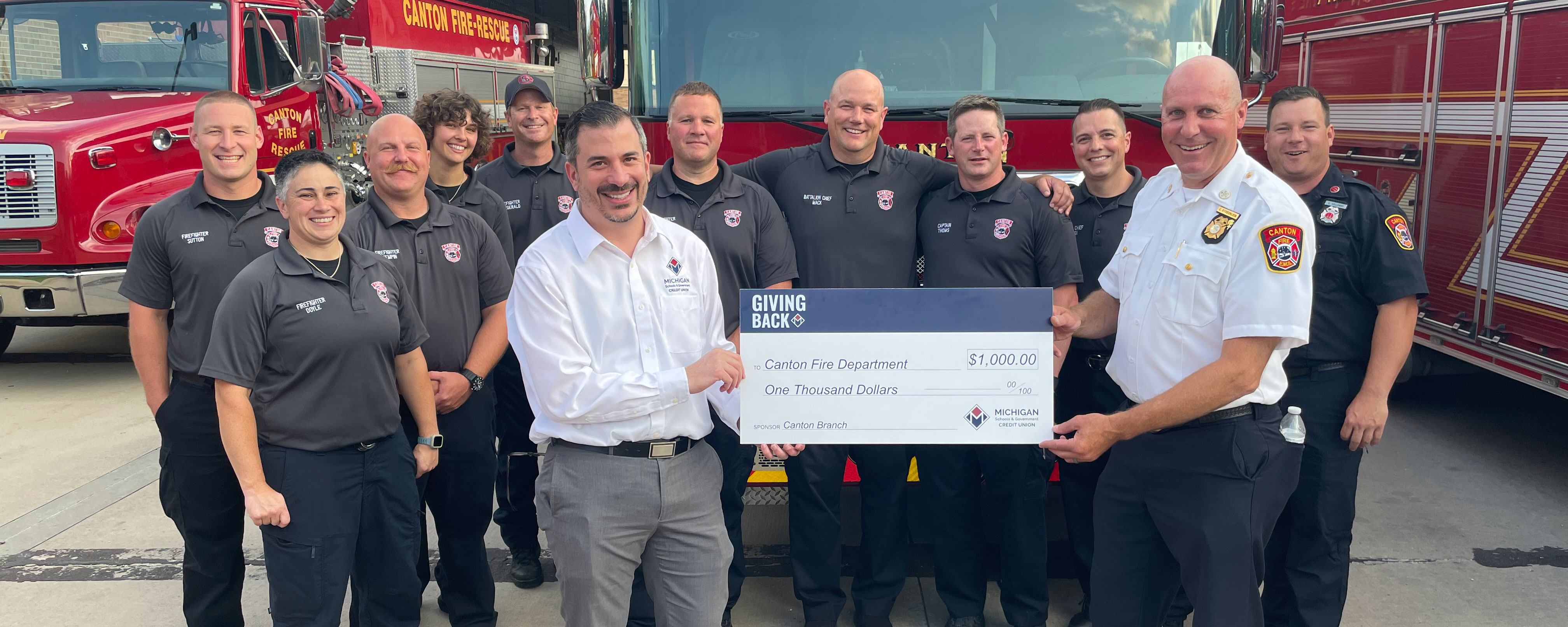 Canton fire department check presentation