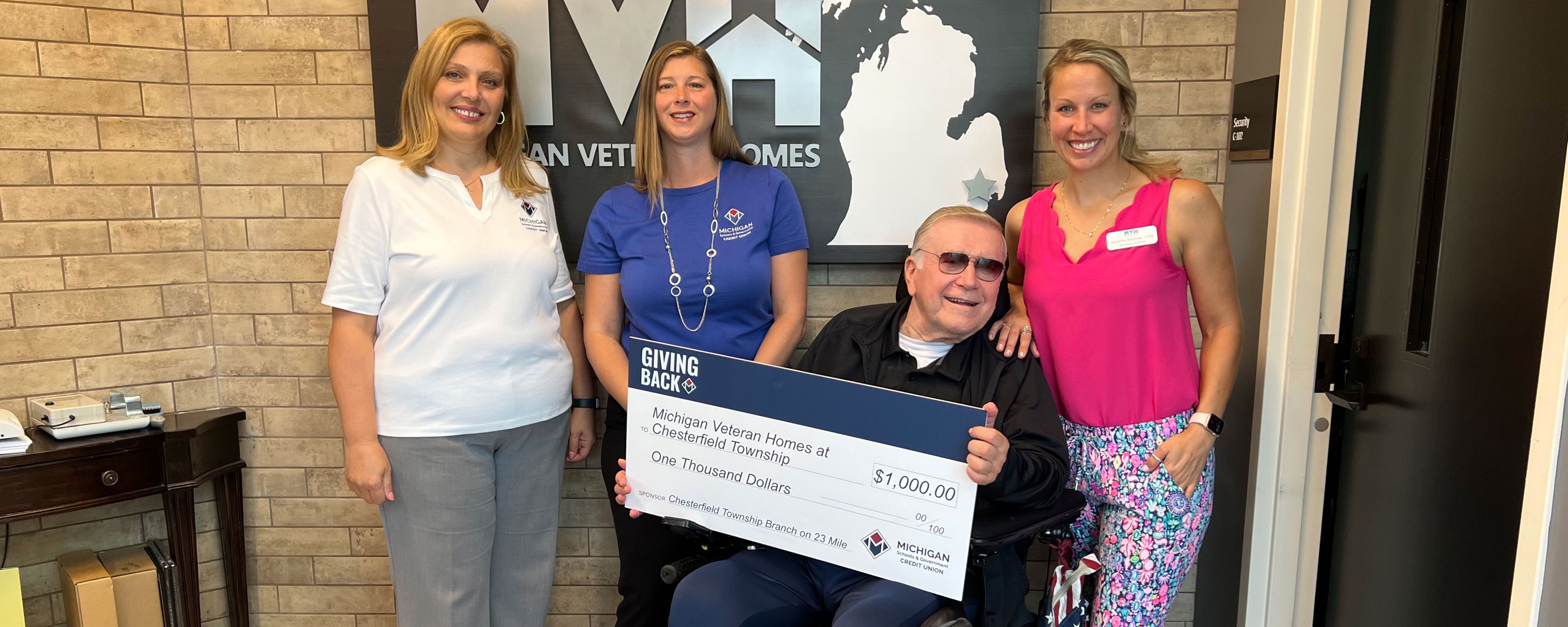 Michigan Veteran Homes presentation check