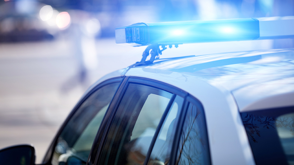 Police car with lights on