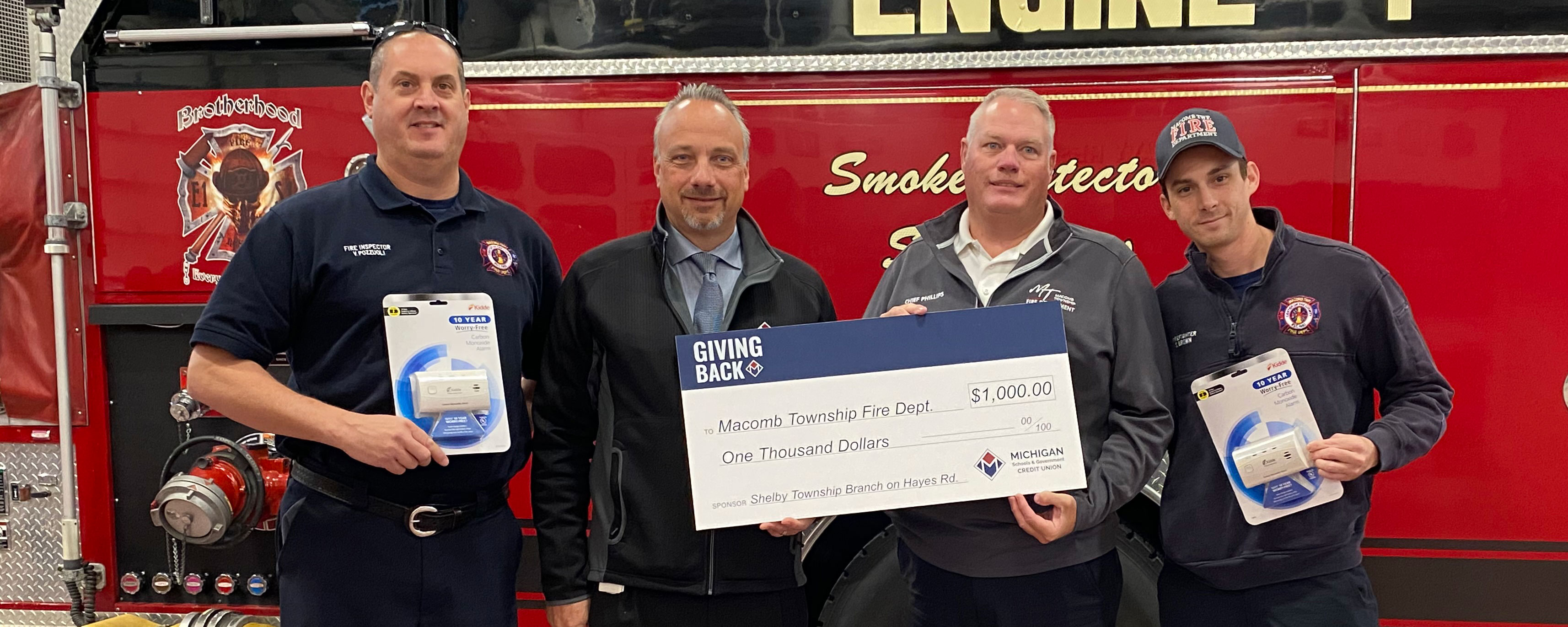 Macomb Fire Department presentation check