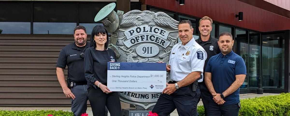 The Sterling Heights team presented their Giving Back donation to the Sterling Heights Police Department.