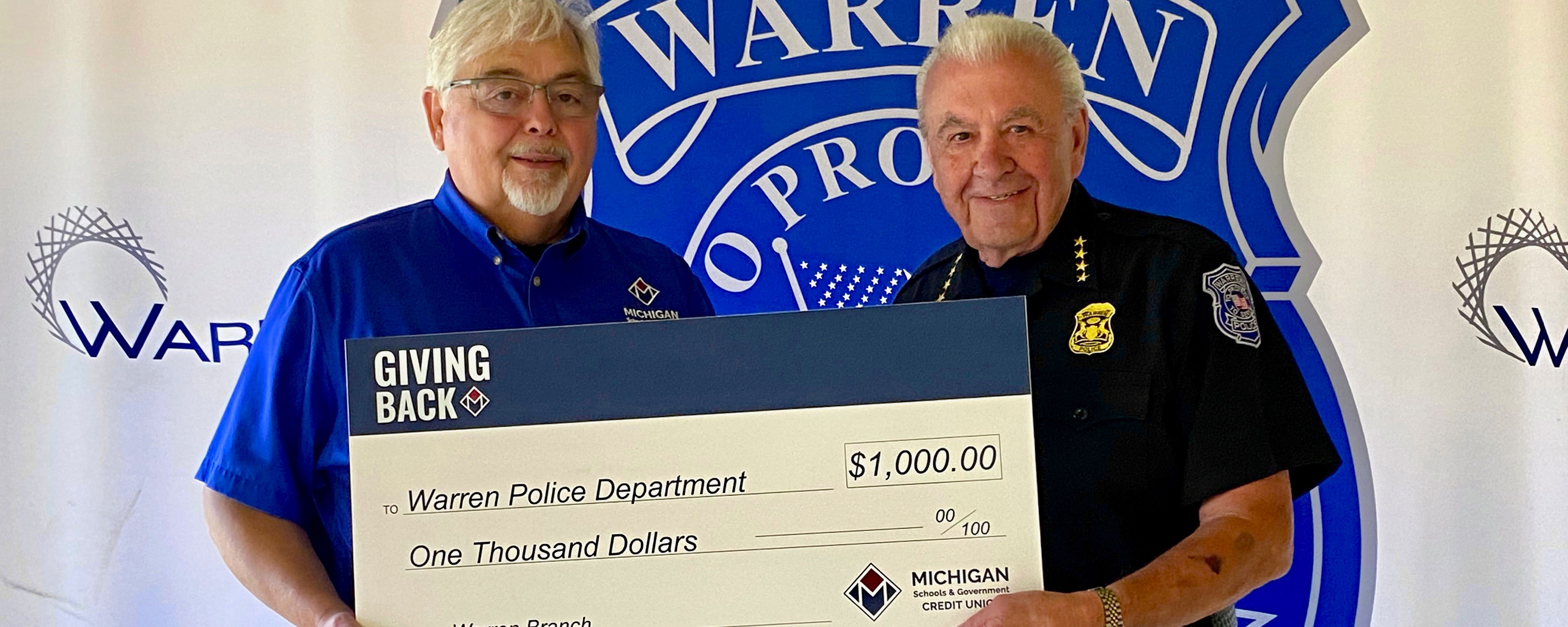 Warren Police Department presentation check