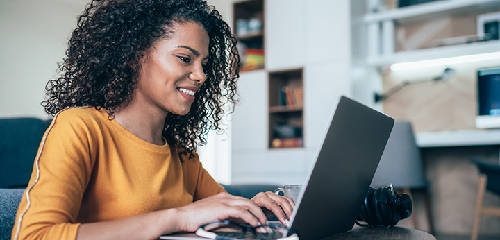 woman on laptop learning